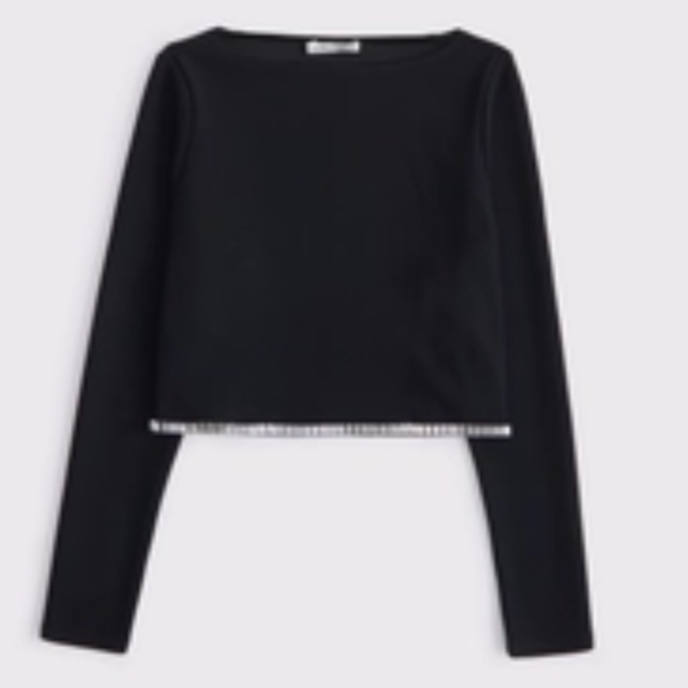 Abercrombie long sleeve embellished rhinestone top